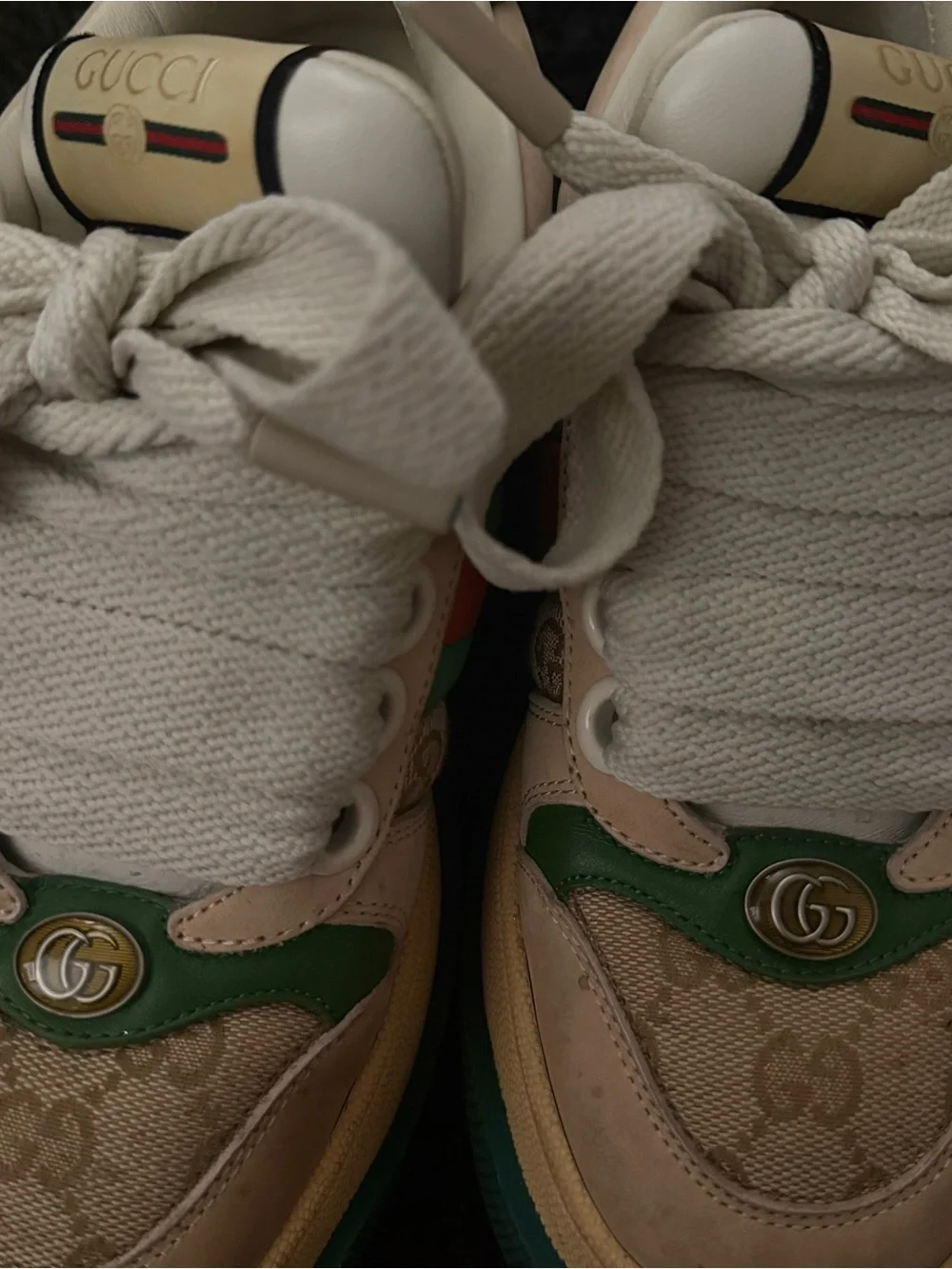 Gucci Beige, Green & Red GG Canvas Low-Top Sneakers